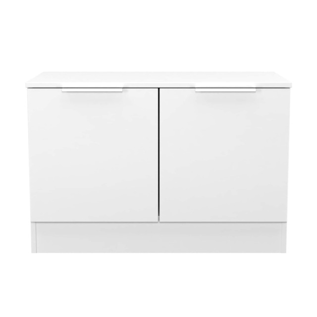 Dover Compact 2 Door Cupboard in White Matt & White (Ready Assembled) White White Matt & White