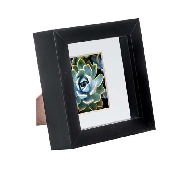 "Nicola Spring 4 x 4"" Photo Frame - Black/White Mount - 3D Photo Frame Picture Frame Box Portrait Display Case (12.5 x 12.5cm)"