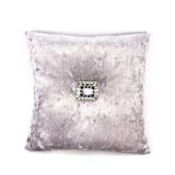 Hestia Diamante Crushed Velvet Cushion Silver 1