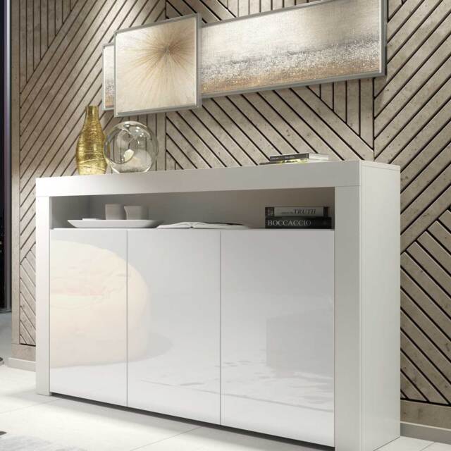TV Unit TV Stand Sideboard Storage Cabinet Cupboard White High Gloss 155cm