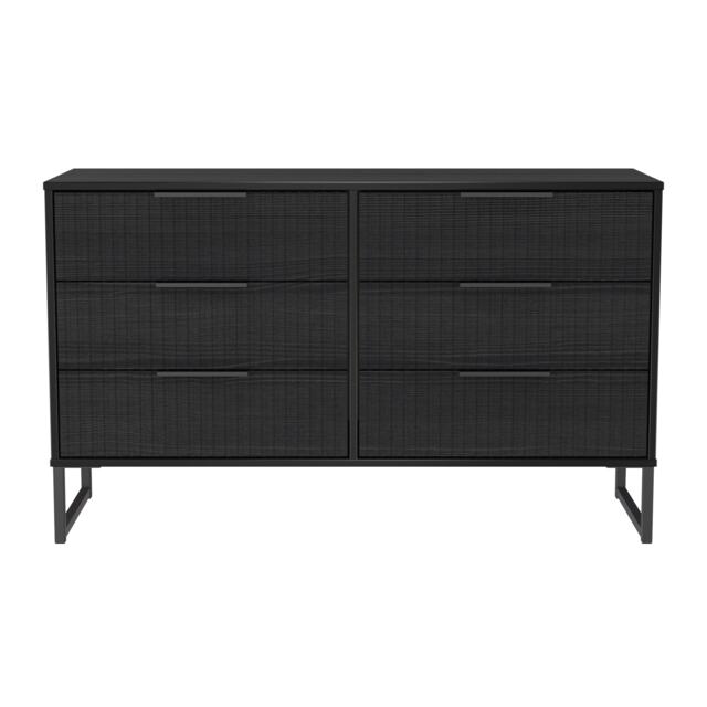 Menai 6 Drawer Wide Chest of Drawers in Black Ash (Ready Assembled) Black Black Ash
