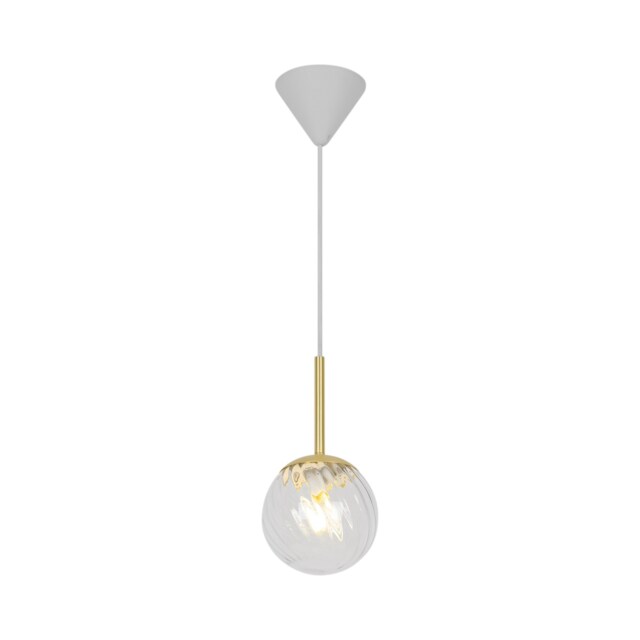 Nordlux Chisell Indoor Pendant Light Brass Metal E14 Swirl Glass - Mains Powered, IP20