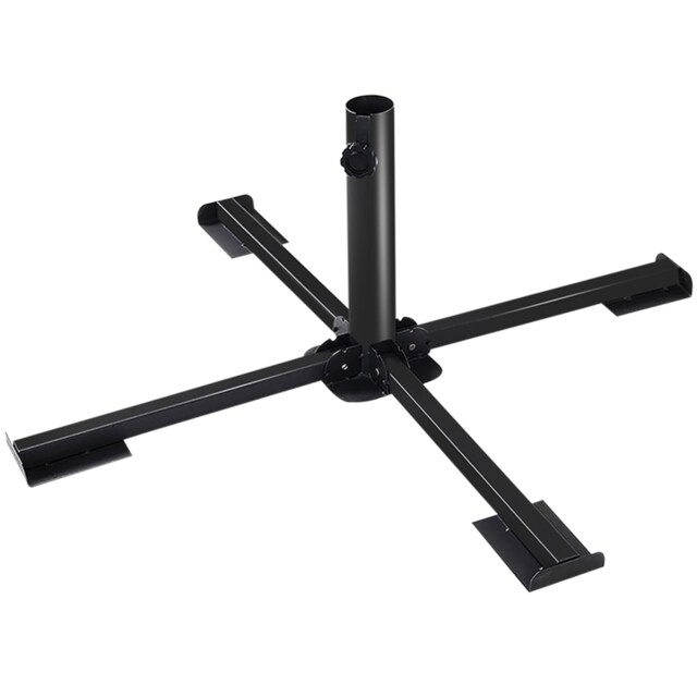 Foldable Metal Stand Holder Cross Frame Heavy Duty Parasol Base Umbrella Garden