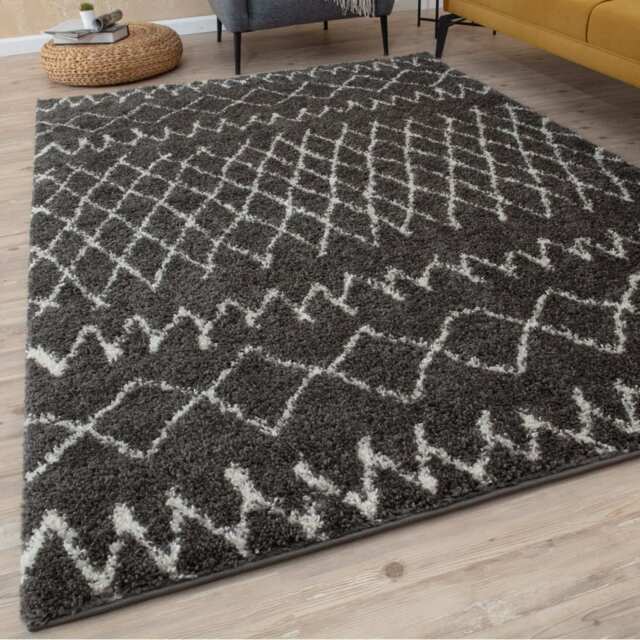 The Rugs Moroccan Collection Soft Tangier High Pile Shaggy Rugs and Runners Living Room