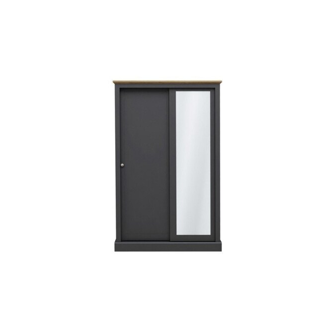 Devon 2 Door Sliding Wardrobe - Particle Board - L57.7 x W113.8 x H181.6 cm - Charcoal Black
