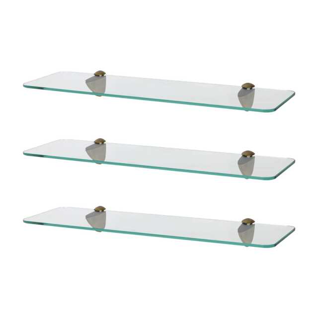 Harbour Housewares Rounded Floating Glass Shelf - 50cm - Metallic Brackets - Bathroom Shower Storage Vanity Display Unit Shelf Gold Gold 3