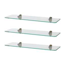 Harbour Housewares Rounded Floating Glass Shelf - 50cm - Metallic Brackets - Bathroom Shower Storage Vanity Display Unit Shelf Gold Gold 3