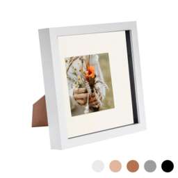 "Nicola Spring 8 x 8"" Photo Frame - White/Ivory Mount - 3D Photo Frame Picture Frame Box Portrait Display Case (22.5 x 22.5cm)"