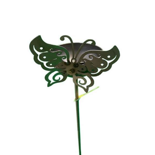 4 Feet Bowl Plant Pin Garden Art with Dragonfly (Pack of 3) - Bare Metal - Ready To Rust