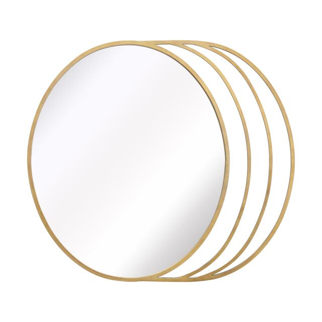 Charles Bentley Prague Round Mirror Gold Coloured Weather Resistant Wall Mount