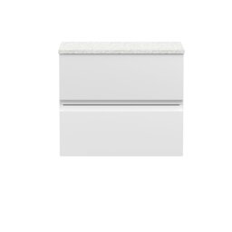 Balterley Mavesyn Contemporary 2 Drawer Wall Hung Vanity Unit with Laminate Worktop, Satin White, 600mm