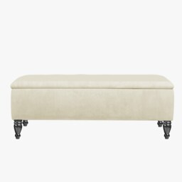 Lisbon Plain 120cm Ottoman Storage Bench - Plush Velvet Shoe Bench - Cream Upholstery Footstool with Storage
