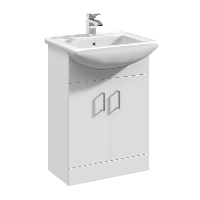 Balterley 2 Door Vanity Basin Unit with Square Basin White Gloss White