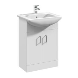 Balterley 2 Door Vanity Basin Unit with Square Basin White Gloss White