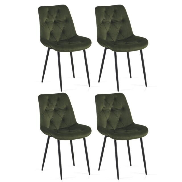SONARA Modern Set of 4 Velvet Dining Chairs with Ergonomic Upholstered Seat Green sage green