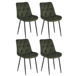 SONARA Modern Set of 4 Velvet Dining Chairs with Ergonomic Upholstered Seat Green sage green