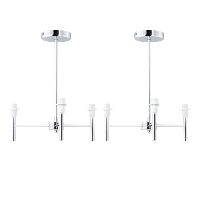 Set of 2 Brea - Chrome 3 Arm Semi Flush Fittings Only Chrome 2