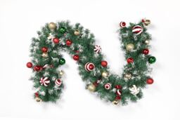 Neo 2m Candy Cane Baubles Garland Festive Foliage Garland Wreath PVC Christmas Decoration Green Green Red