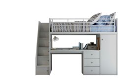 Dakota High Sleeper Bed Frame with Desk and Storage in Grey