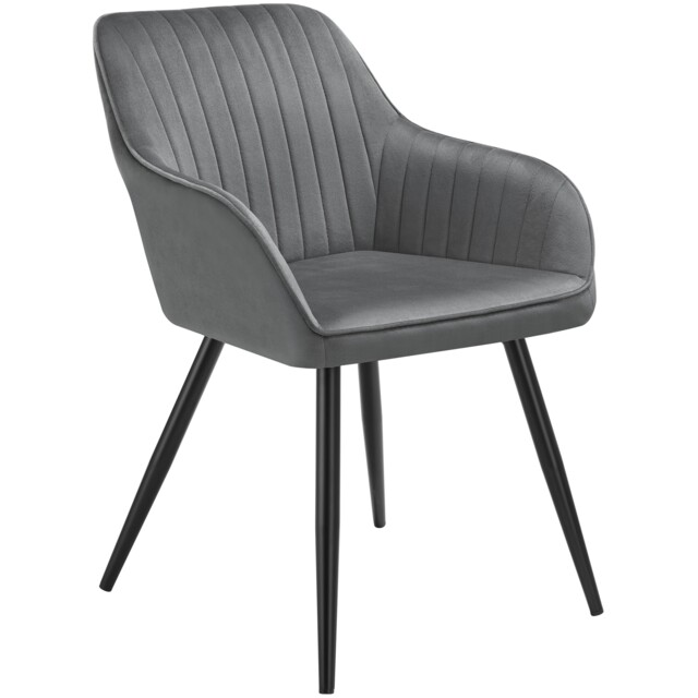 Chair Marilyn - velvet look, quilted, continuous backrest, slim steel legs Grey grey/black 1