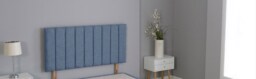 "Denim Linen 9 Panel Headboard Multi 2FT6 Small Single 20""inch Headboard"