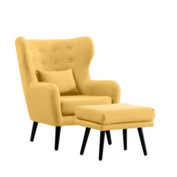 Winslow Wing Back Fabric Occasional Button Back Modern Accent Armchair (Mustard)