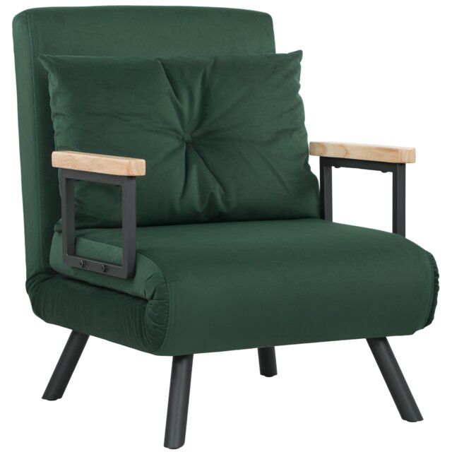 HOMCOM Click Clack Single Chair Bed Settee for Living Room, Green Green Green