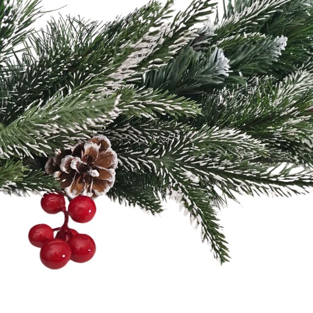 Premier 180cm (6ft) Festive New Jersey Christmas Garland PVC Tips With Berries And Cone