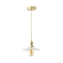 ValueLights Lucrezia Gold Ceiling Pendant Light with Clear Frilled Glass Shade