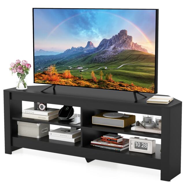 COSTWAY Corner TV Stand 3 Tier Entertainment Center Console Table Black