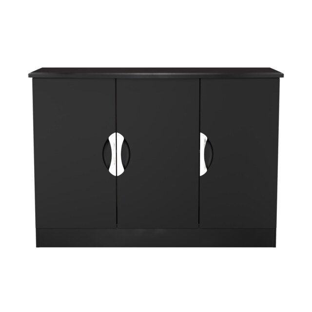 Holborn 3 Door Sideboard in Black Gloss & Black (Ready Assembled) Black Black Gloss & Black