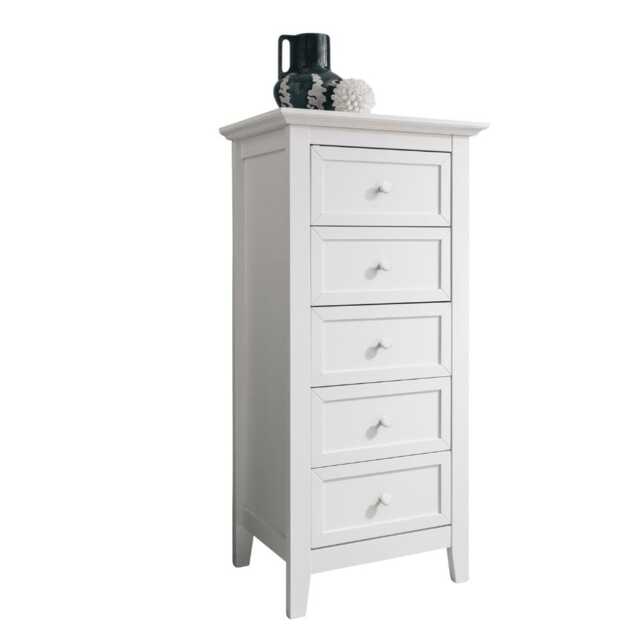Torsby Chest of Drawers 5 Drawer Tall in White