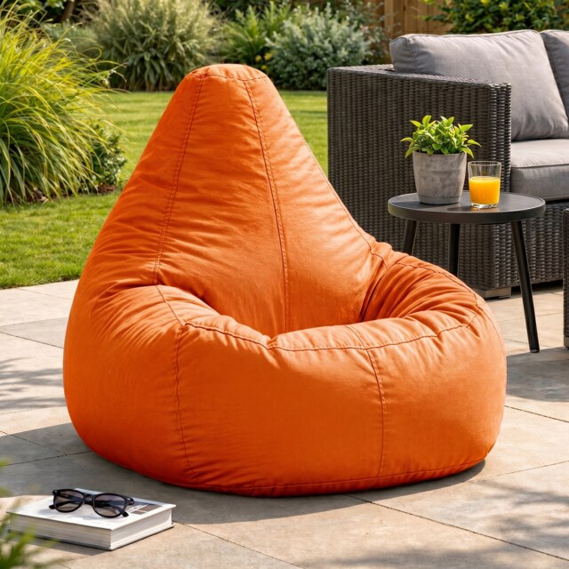 Icon Dalton High Back Adult Gaming Indoor Outdoor Bean Bag Chair, Burnt Orange