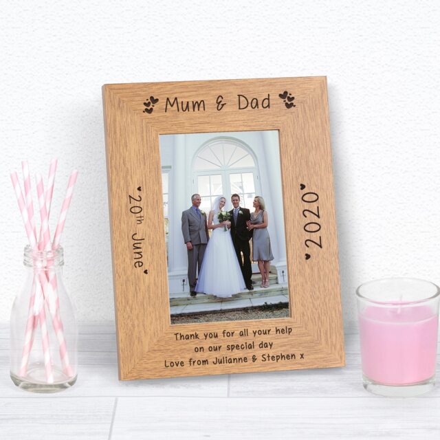 Personalised Thank you Mum Dad Wedding Day Wood Picture Frame 6x4