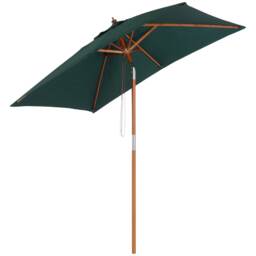 Outsunny Wooden Patio Umbrella Parasol Outdoor Sunshade 6 Ribs Green