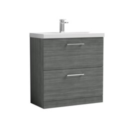 Balterley Contemporary Bathroom Floor Standing 2 Soft-Close Drawer Vanity Unit & Mid-Edge Ceramic Basin