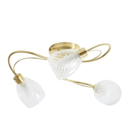 BHS Arya 3 Light Flush Bathroom Ceiling Light Gold Satin Brass 1