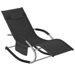 Sun Lounger Taya with a Modern Design, Rocking Function and Breathable Surface Black black 1