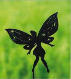 Small Fairy Silver - Garden Ornament - Solid Steel - H30 cm - Black