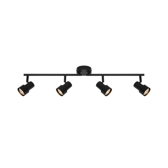 Nordlux Boston Indoor Rail Light Black Metal GU10 4 Adjustable Heads - Mains Powered, IP20 Black Black