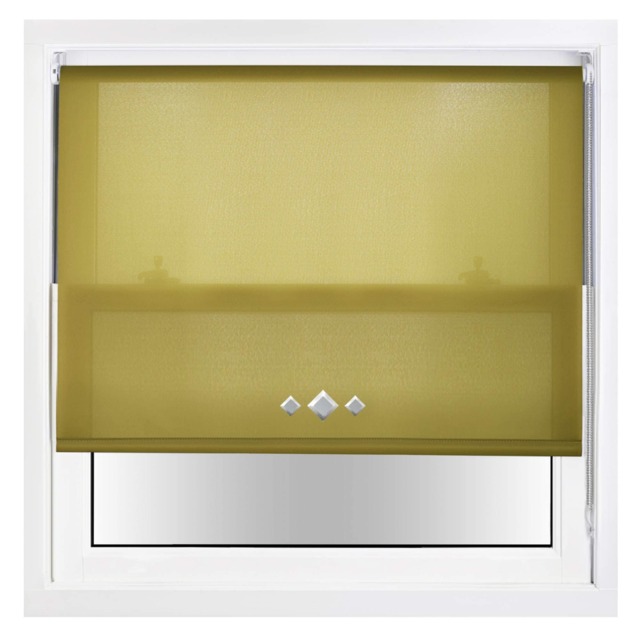 FURNISHED Daylight Trimmable Roller Blinds with Triple Diamond Eyelets and Metal Fittings Green Green (W) 95cm x (L) 210cm