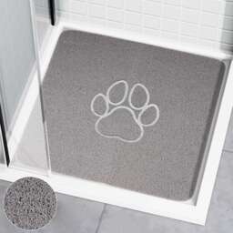 Embossed Spaghetti Anti Slip Square Shower Mat - Paw - 60cm x 60cm Grey Grey Square 60x60cm