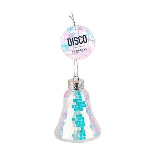 Iridescent Disco Ball Bell Christmas Hanging Decoration 10cm