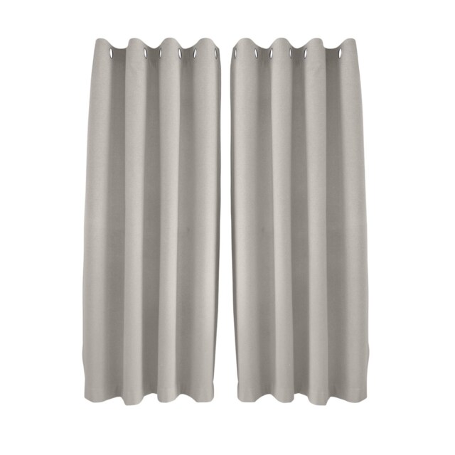 Taupe Grey Linen Blackout Eyelet Curtains - 46x54 Inch Drop - 2 Panel Cream One Size