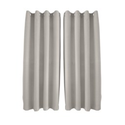 Taupe Grey Linen Blackout Eyelet Curtains - 46x54 Inch Drop - 2 Panel Cream One Size