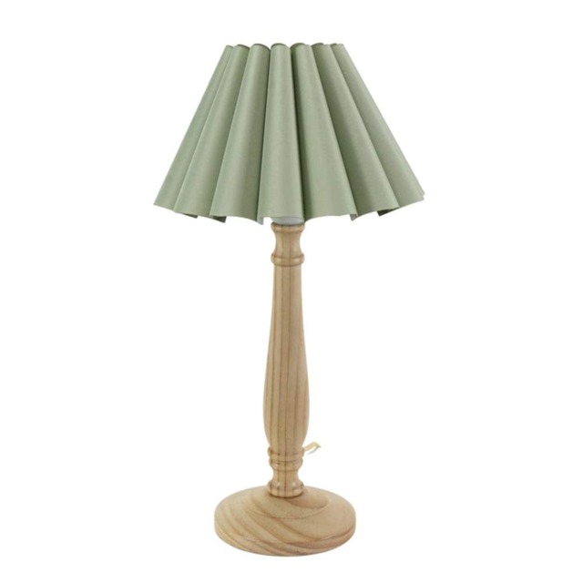 ValueLights Victoria Light Wood Table Lamp Green Scallop Shade