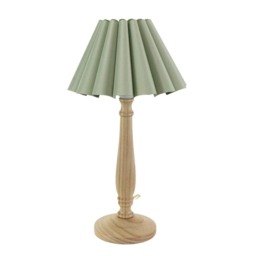ValueLights Victoria Light Wood Table Lamp Green Scallop Shade