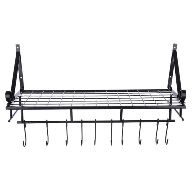 Living and Home Kitchen Wall Mounted Shelves Rack for Pan Storage