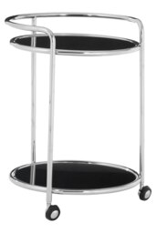 Orsina Movable Round Silver Finish Trolley, Tempered Glass Drinks Trolley For Parties, Elegant Kitchen Trolley