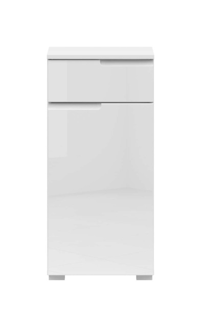 White Bathroom Cabinet Freestanding Storage Unit with Drawer White Gloss Slim Narrow 400mm Floor Unit Spice